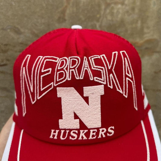 Vintage 80s Nebraska Huskers Three Stripe Trucker