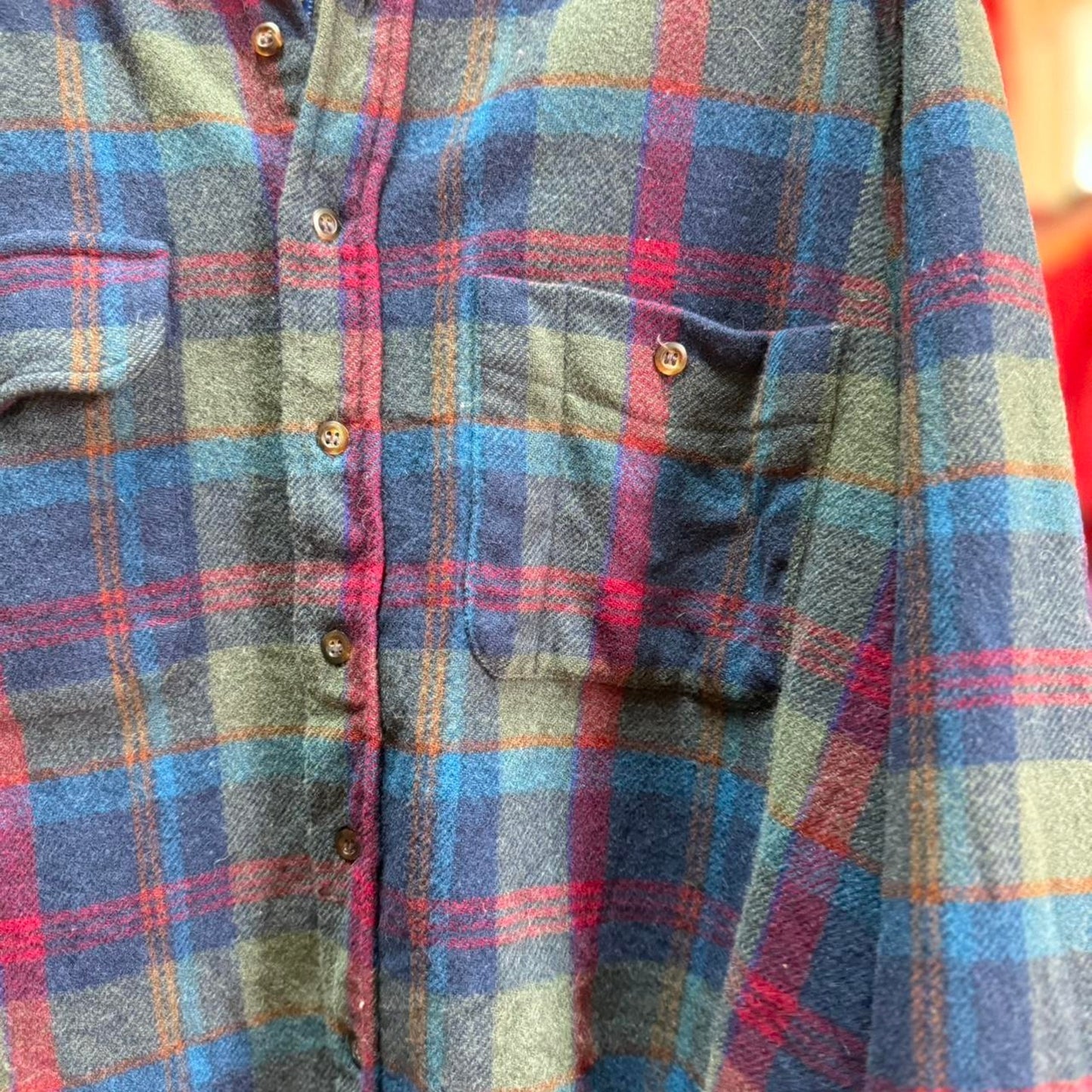 Vintage 90s Pendleton Plaid Wool Suede Collar Shirt - Large