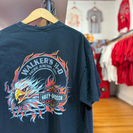 Vintage Y2K Harley Davidson Flame Eagle T-Shirt