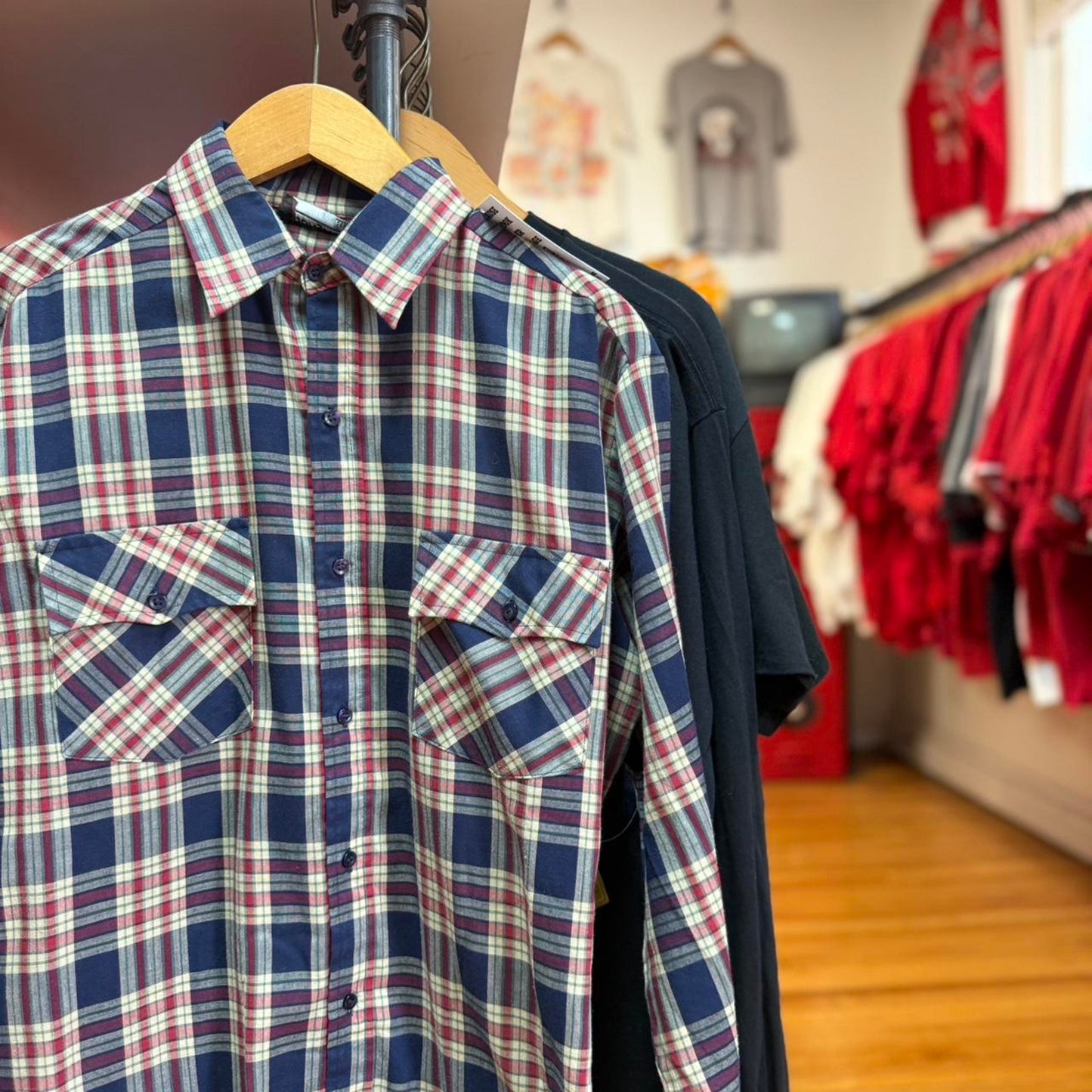 Vintage 90s Plaid Button Up Shirt - Medium