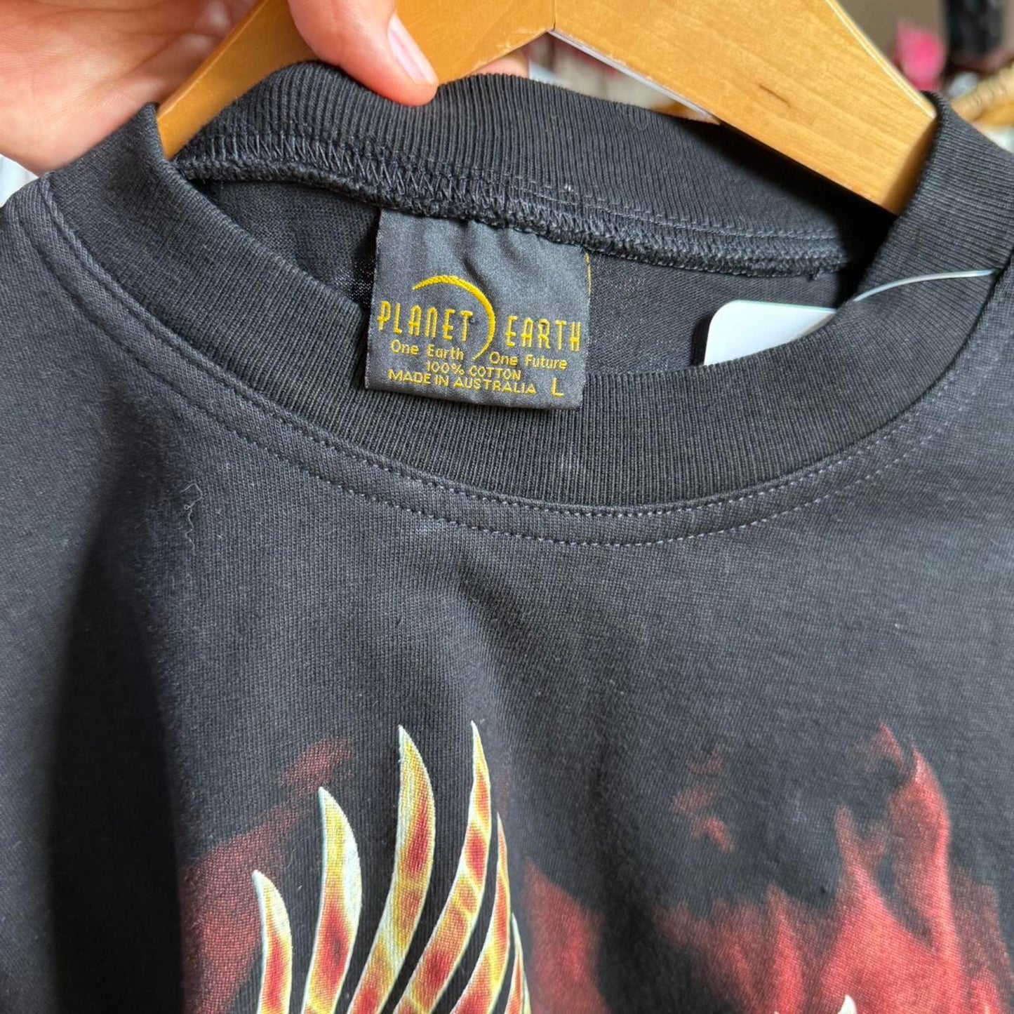 Vintage 90s Fire Sleeve Flame Eagle Biker Motorcycle T-Shirt