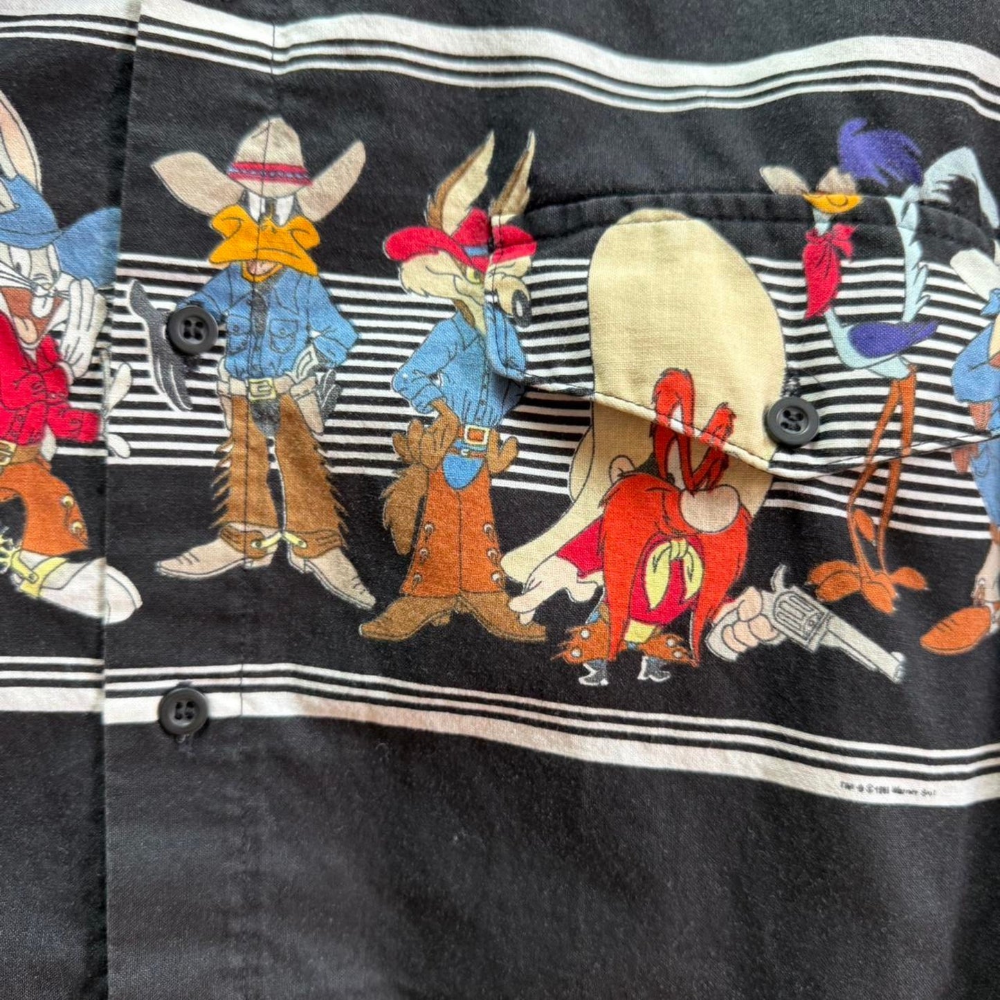 Vintage 90s Looney Tunes Western Cartoon Cowboy Shirt - Large