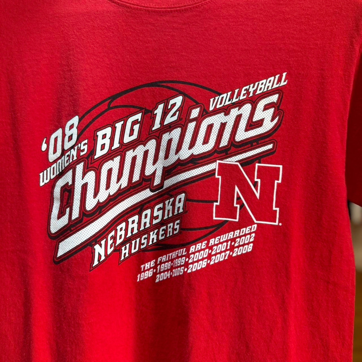 Vintage Y2K Nebraska Huskers Big 12 Volleyball Champions T-Shirt - Small