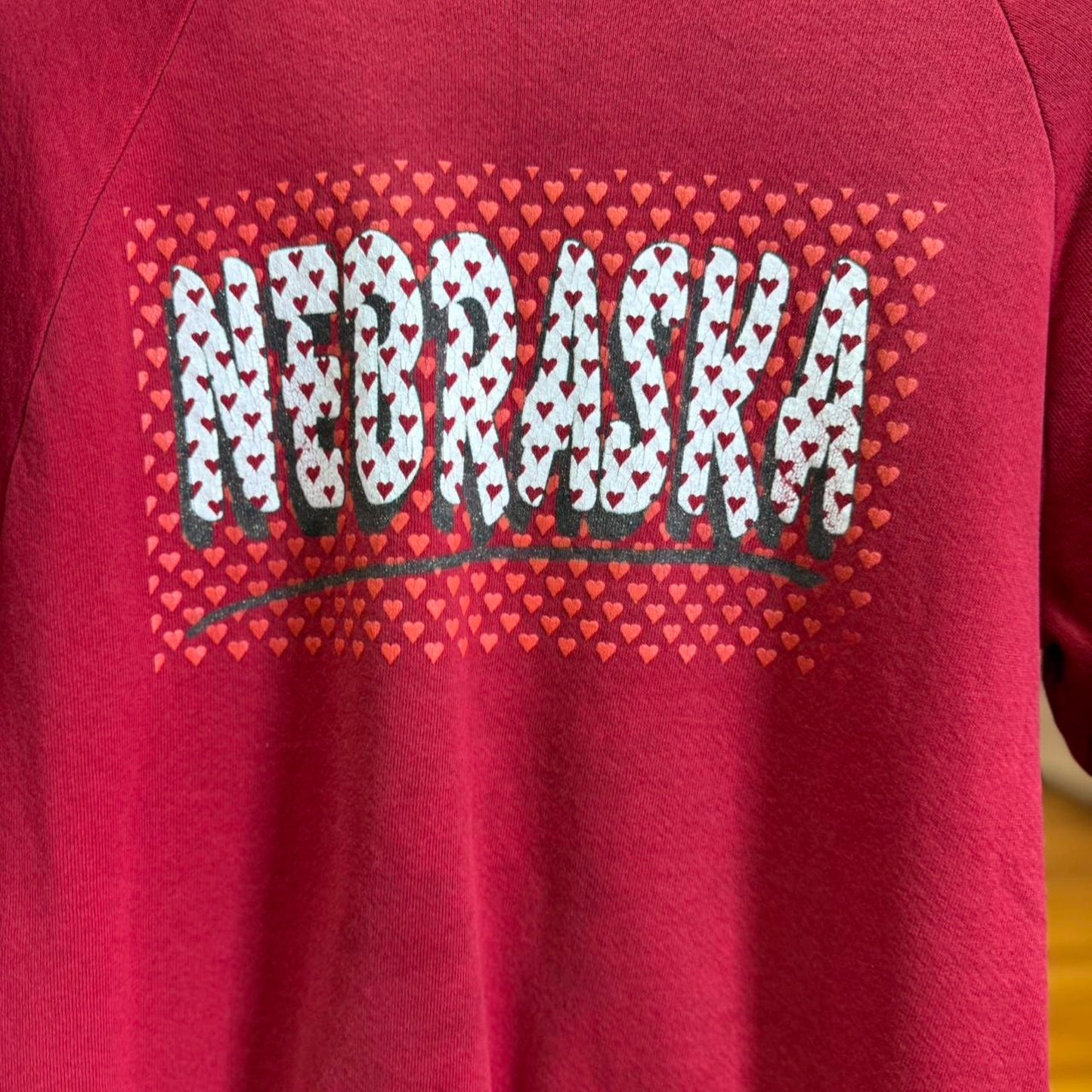 Vintage 90s Nebraska Huskers Football Hearts Crewneck