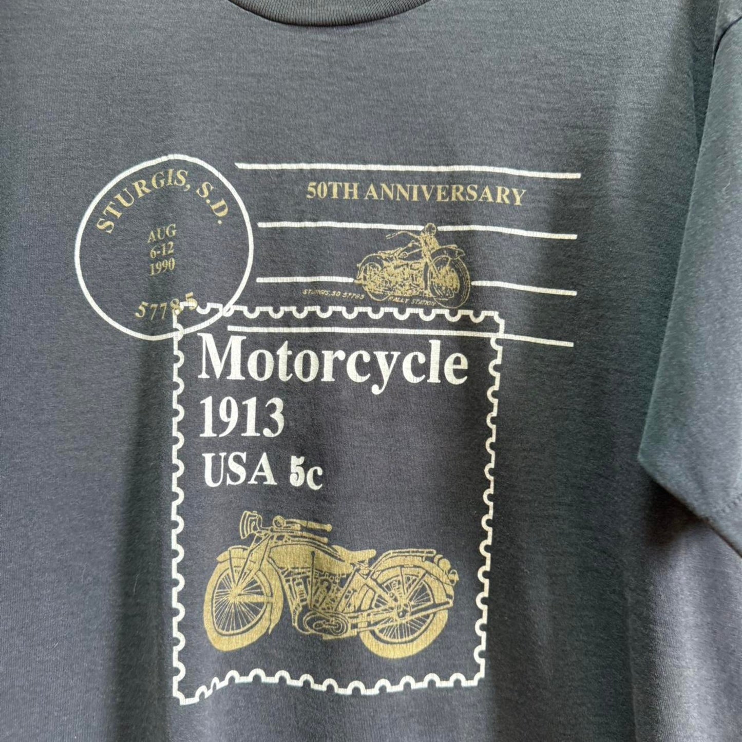 Vintage 90s Motorcycle USPS Stamp Harley T-Shirt