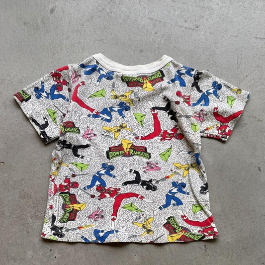 Vintage 90s Power Rangers All Over Print T-Shirt - Kids Small 6-7