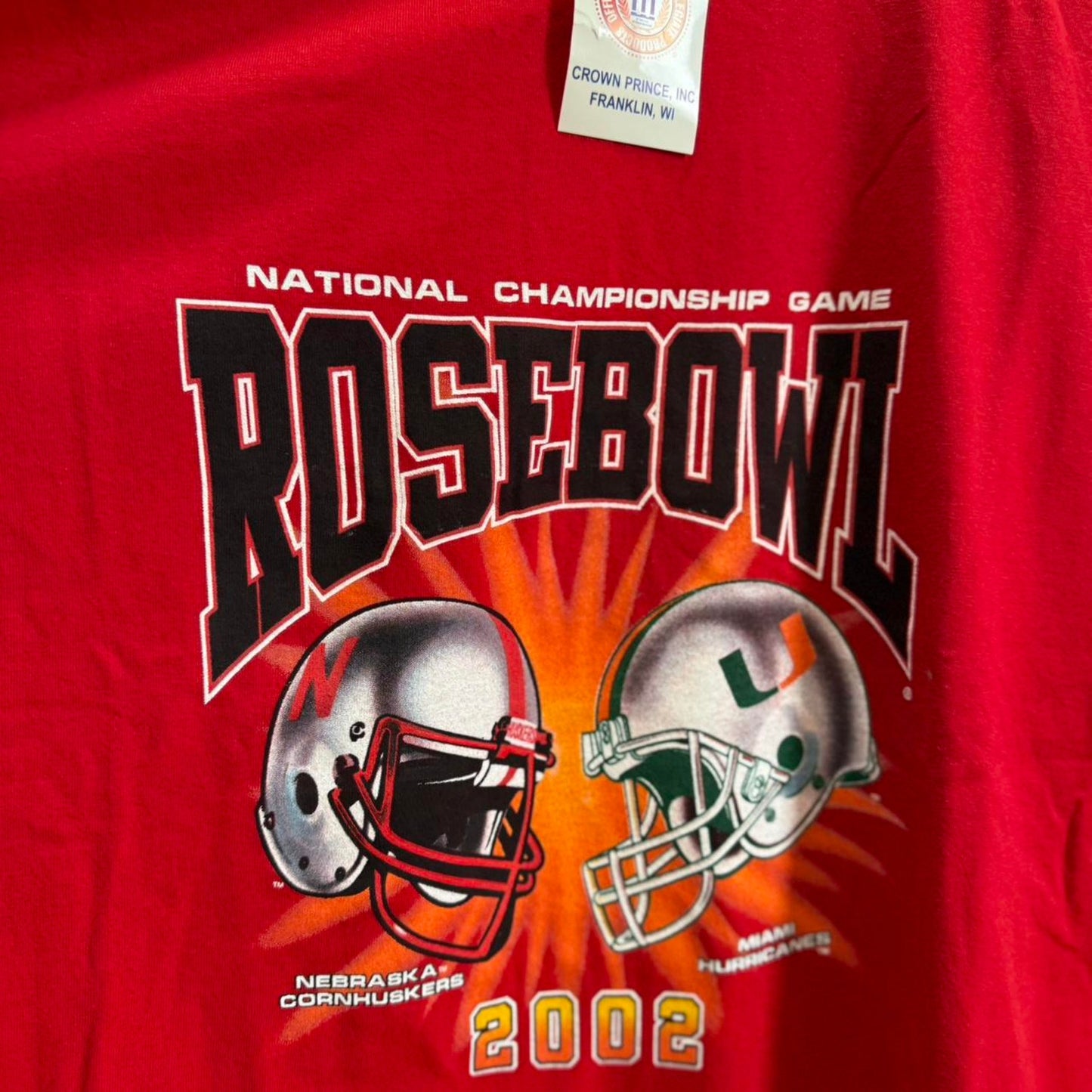 Vintage 2002 Nebraska Huskers Rose Bowl Football T-Shirt