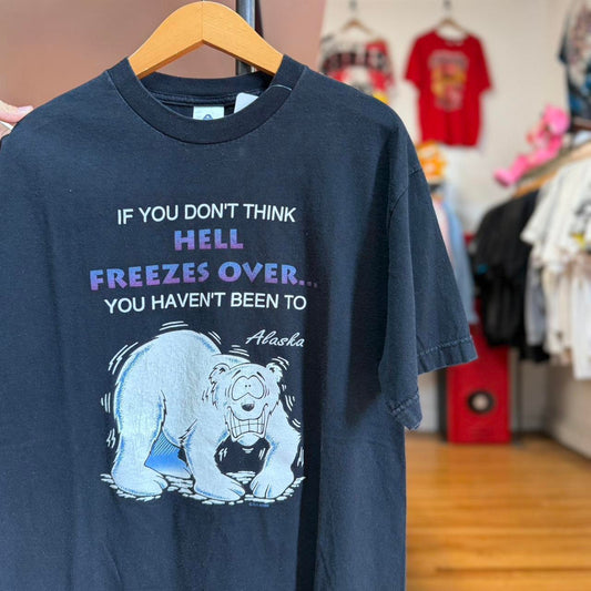 Vintage 90s Hell Freezes Over Polar Bear Animal Nature T-Shirt