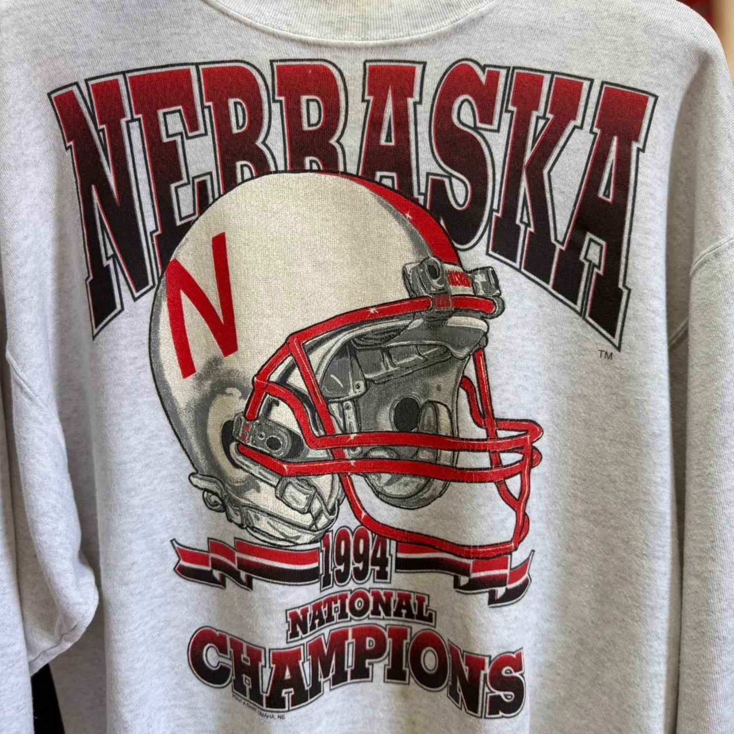 Vintage 90s Nebraska Huskers National Champions Helmet Crewneck