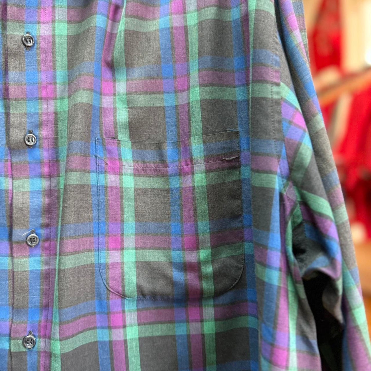 Vintage 90s Plaid Button Up Shirt - X-Large