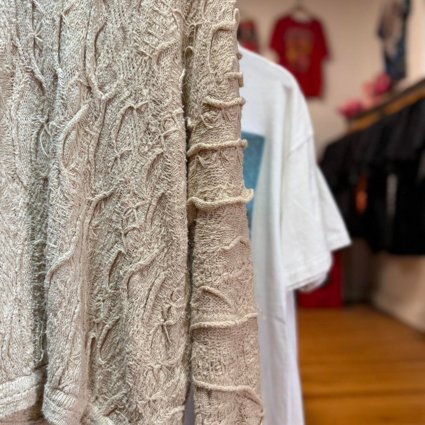 Vintage 90s Coogi 3D Knit Cream Tonal Sweater