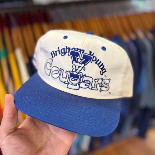 Vintage 90s Brigham Young Cougars 1 Apparel Snapback
