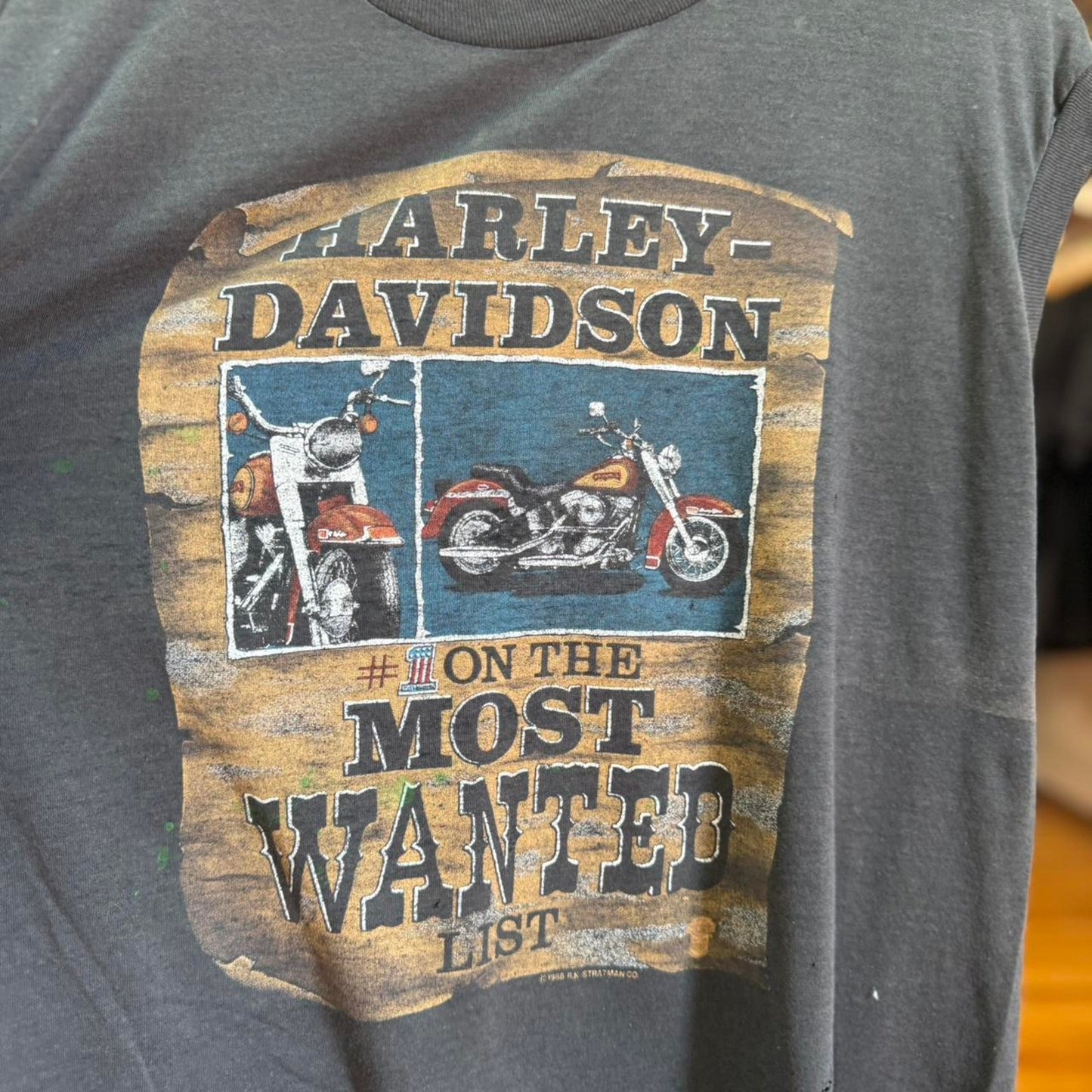 Vintage Harley Davidson Most Wanted Motorcycle Biker Cutoff Shirt