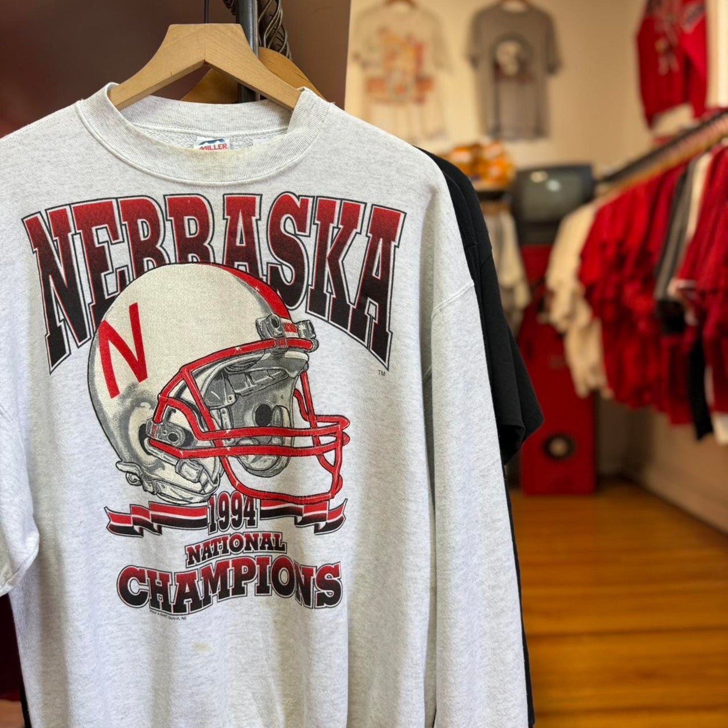 Vintage 90s Nebraska Huskers National Champions Helmet Crewneck