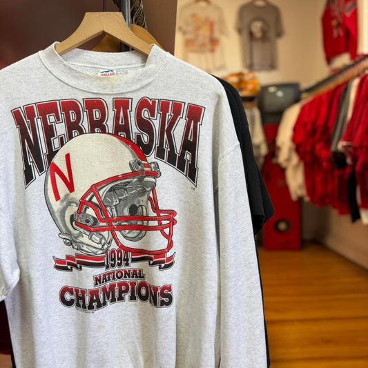 Vintage 90s Nebraska Huskers National Champions Helmet Crewneck