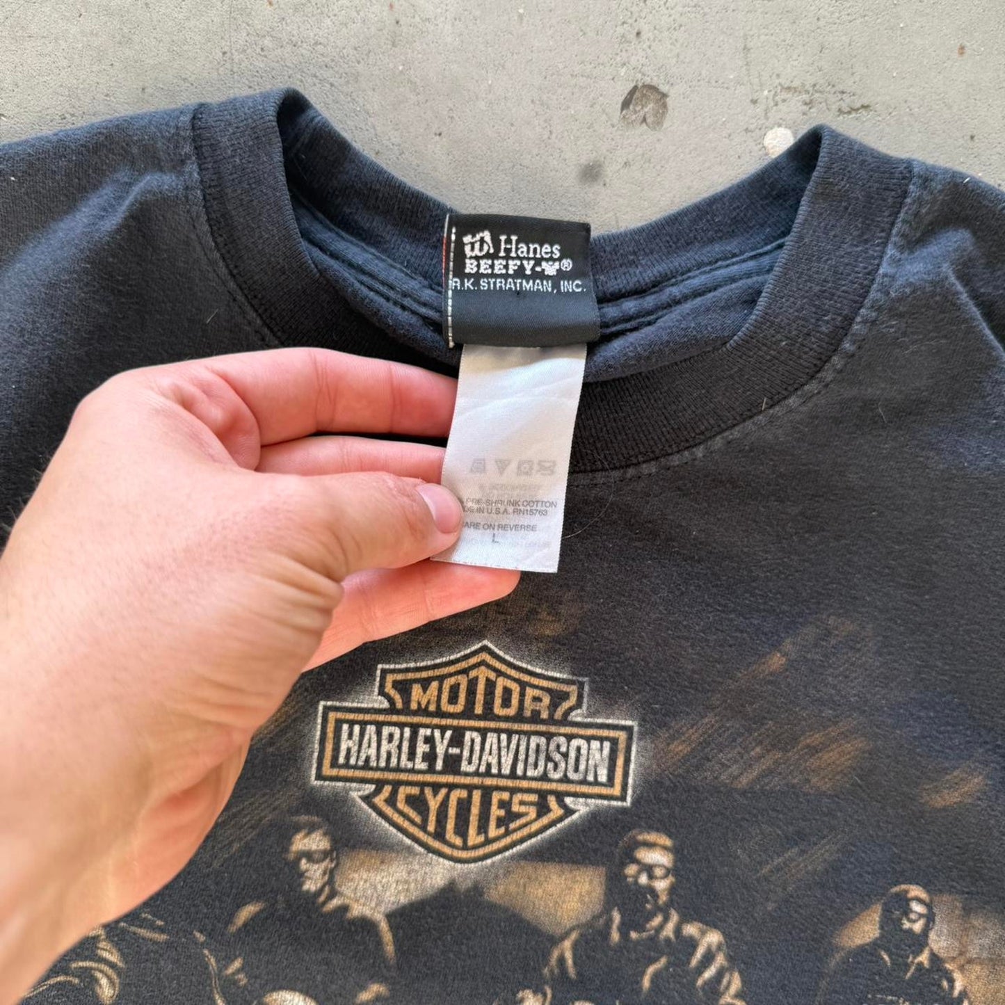 Vintage Y2K Harley Davidson Motorcycle Biker Pocket T-Shirt - Large