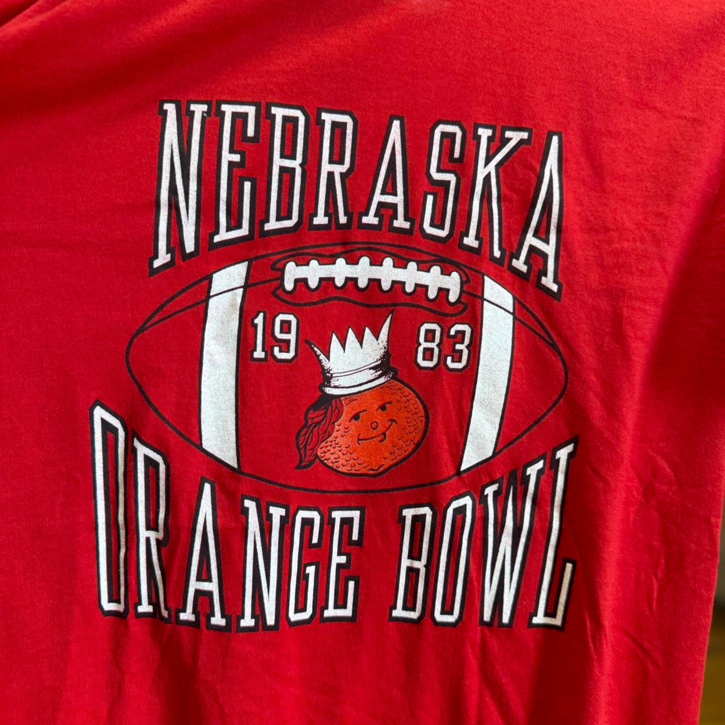 Vintage 1983 Nebraska Huskers Orange Bowl Football T-Shirt