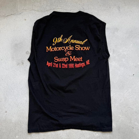 Vintage 1990 Nebraska Largest Motorcycle Show Biker Cutoff - X-Large