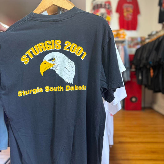 Vintage 2001 Sturgis Soutb Dakota Lightning Wolf Biker T-Shirt