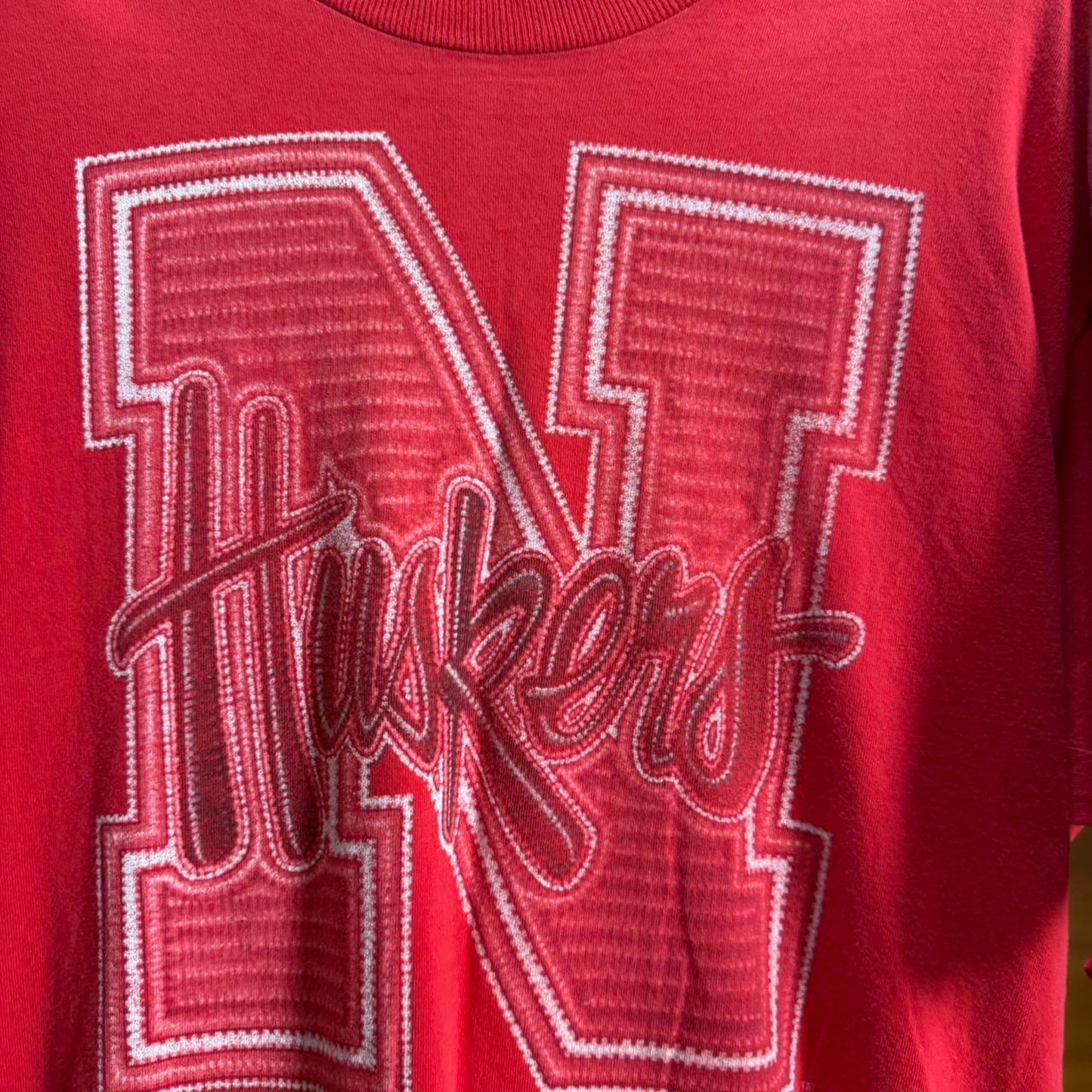 Vintage 90s Nebraska Huskers Football T-Shirt - X-Large