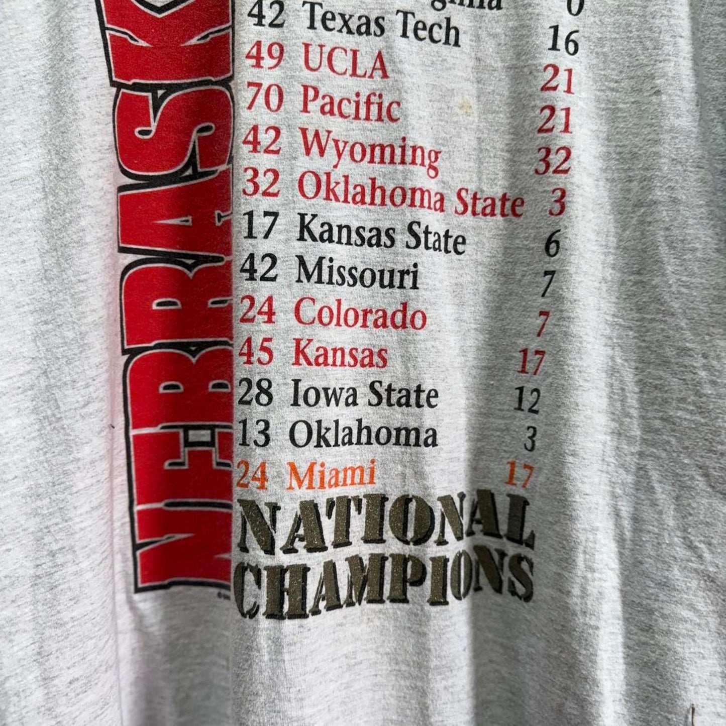 Vintage 90s Nebraska Huskers National Champions T-Shirt - X-Large