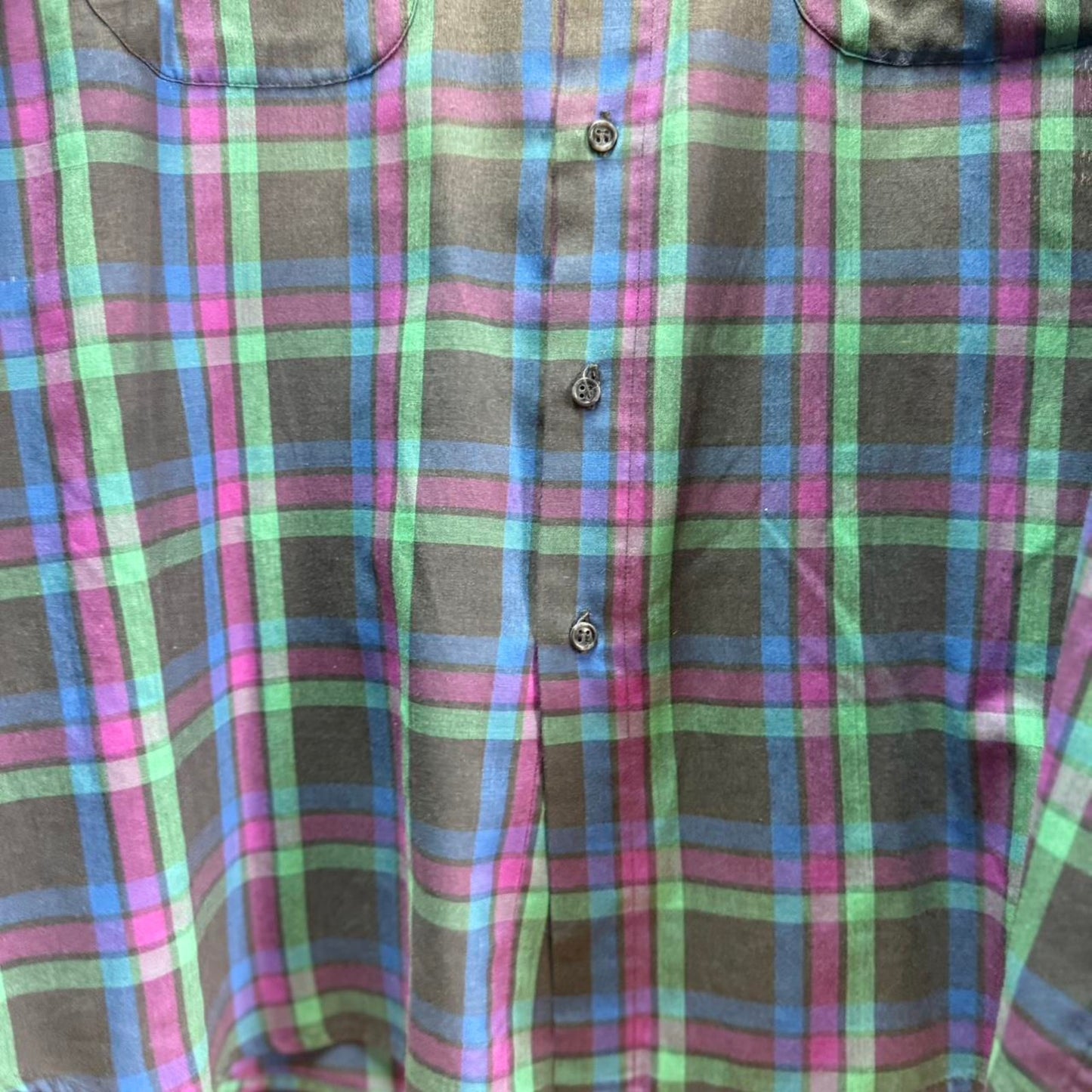Vintage 90s Plaid Button Up Shirt - X-Large