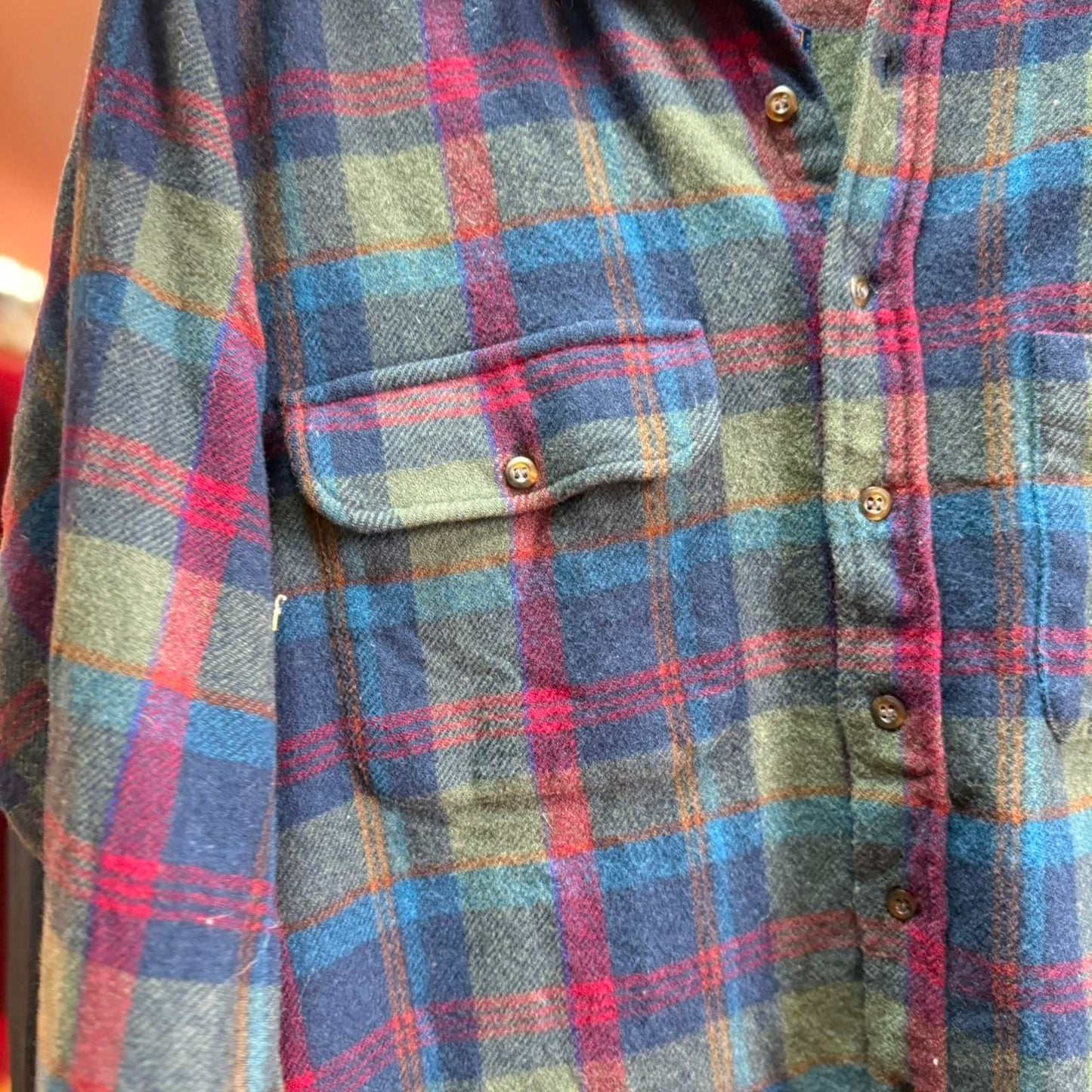 Vintage 90s Pendleton Plaid Wool Suede Collar Shirt - Large