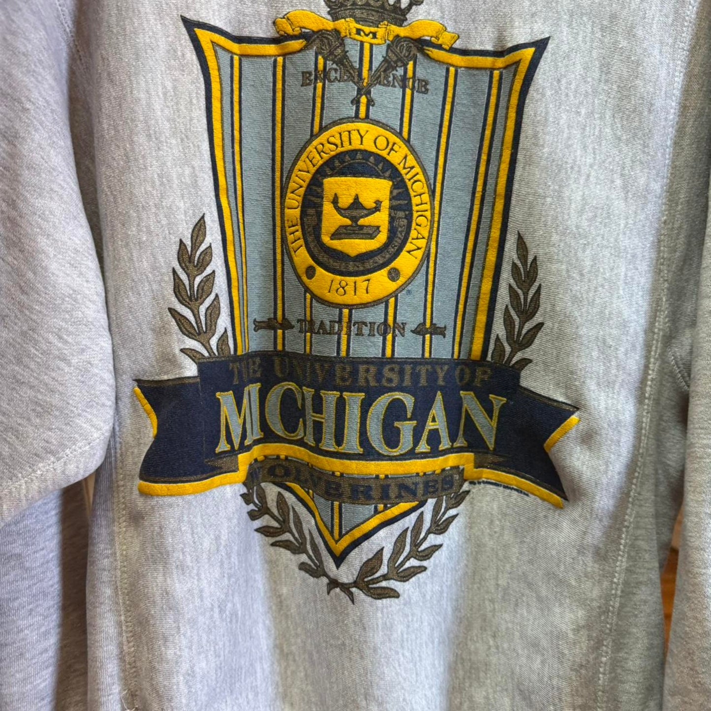 Vintage 90s Michigan Wolverines School Crest Crewneck