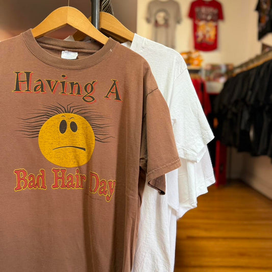Vintage 90s Having a Bad Hair Day Smiley Face T-Shirt