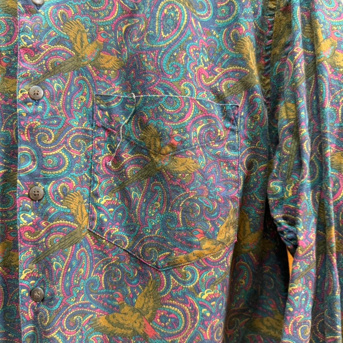 Vintage 90s Gap Pheasant Animal All Over Print Shirt - Medium