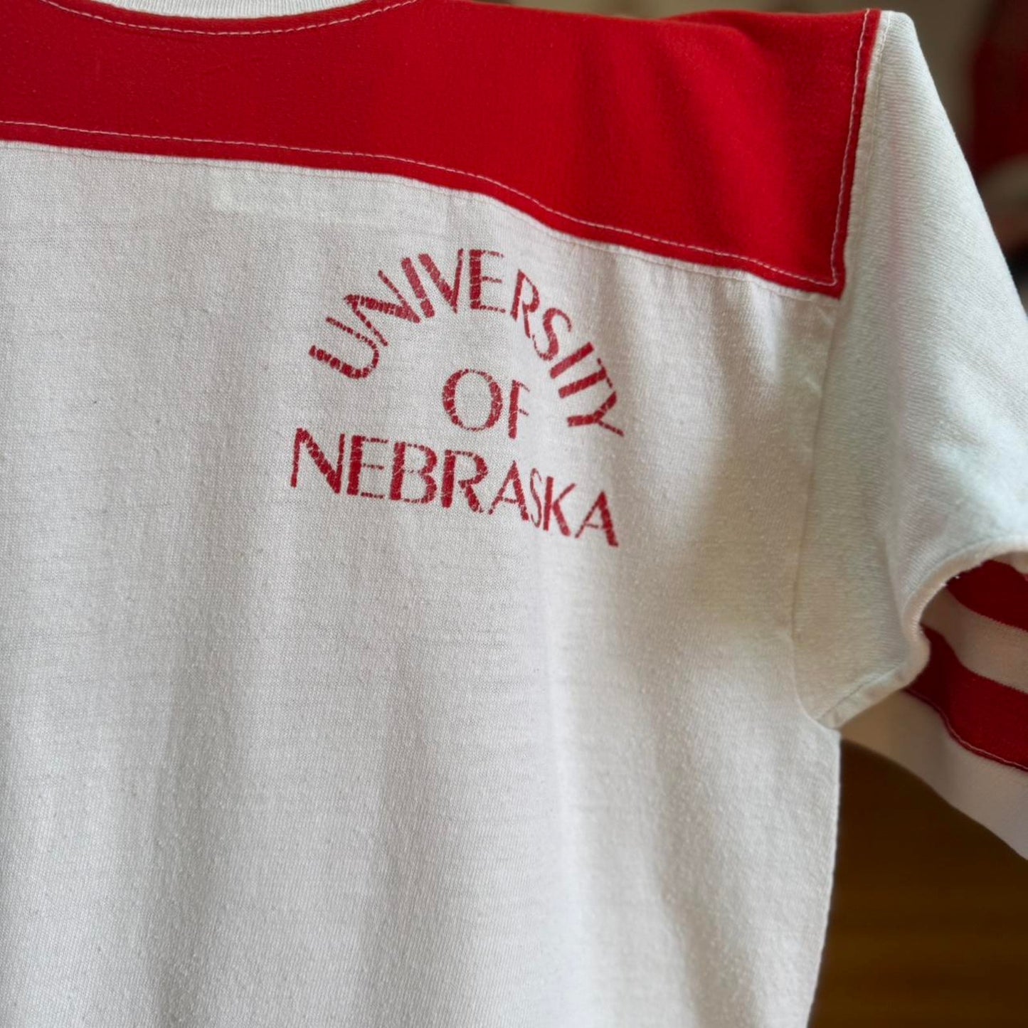 Vintage 80s University of Nebraska Ringer T-Shirt - Medium