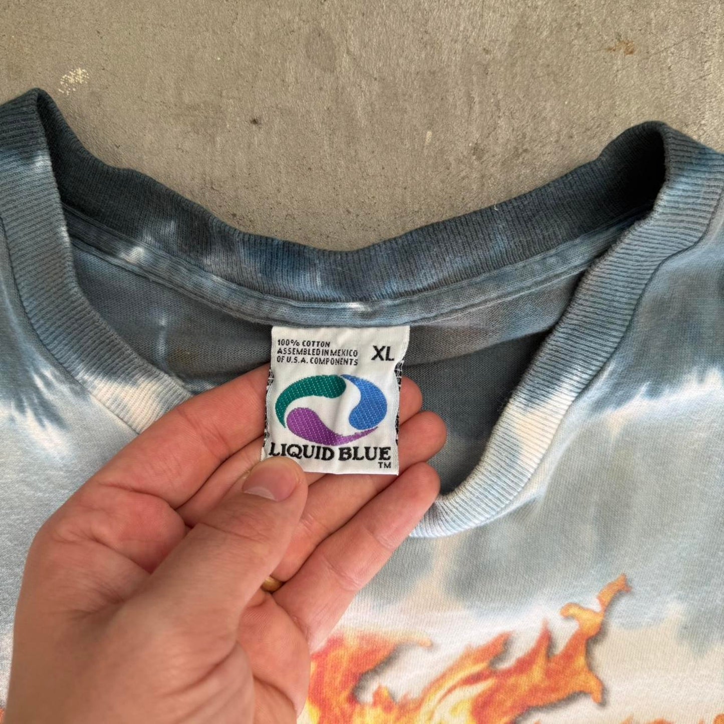 Vintage 90s Supralingua GD Liquid Blue Band T-Shirt - X-Large