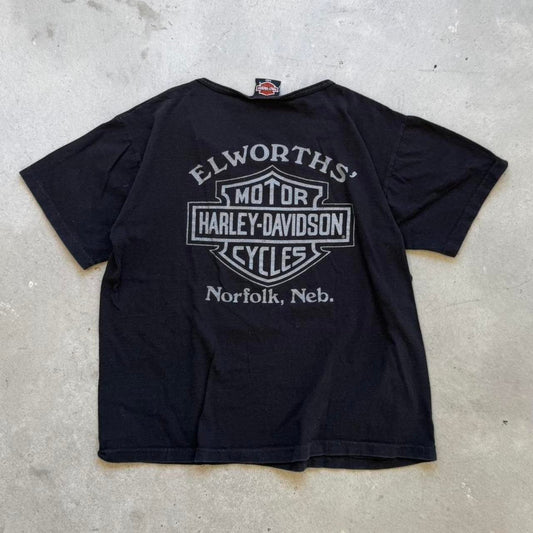 Vintage 90s Harley Davidson Motorcycles Crest Logo T-Shirt - Medium (W)
