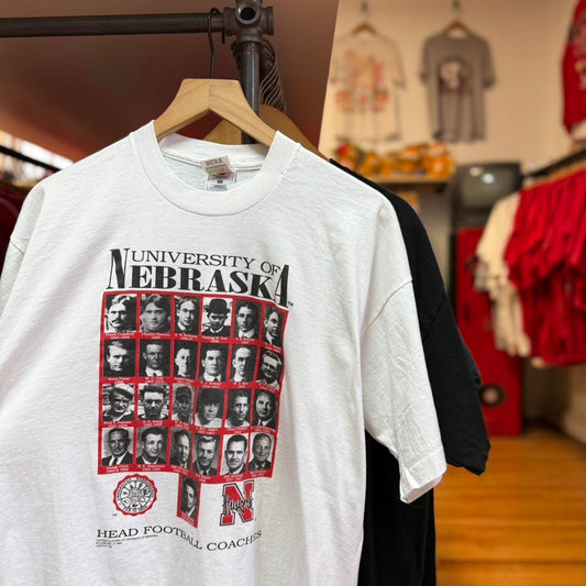 Vintage 90s Nebraska Huskers Head Football Coach T-Shirt