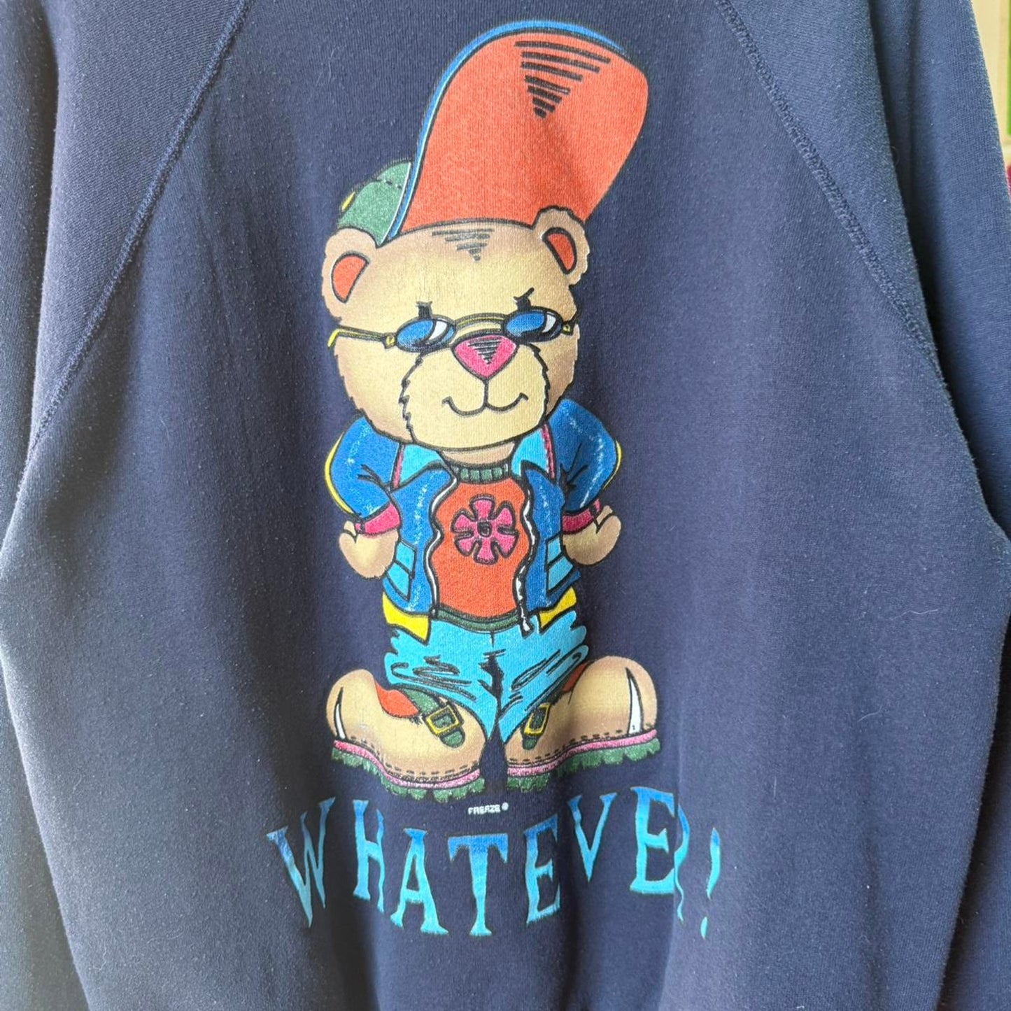 Vintage 90s Whatever Bear Animal Cartoon Crewneck - Large