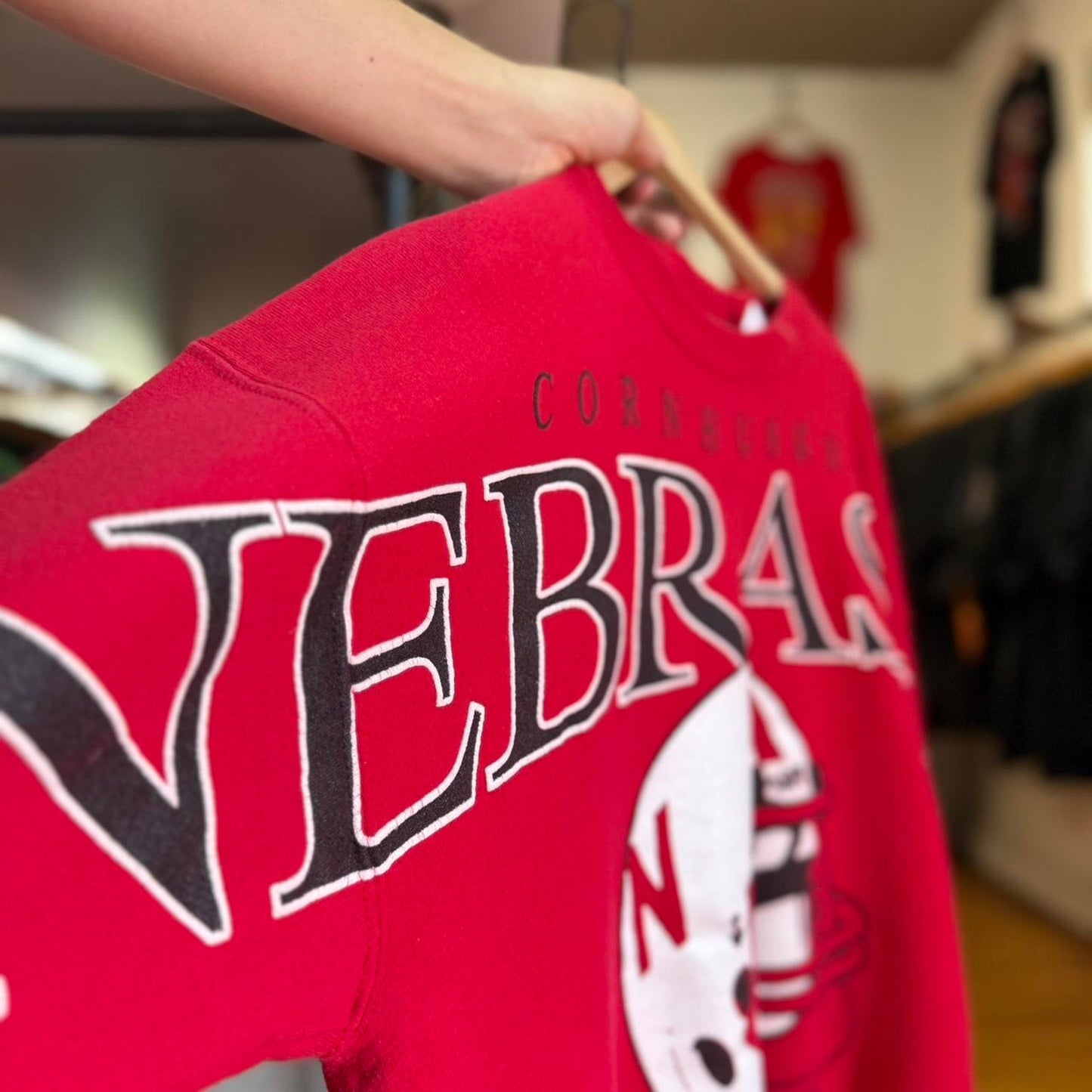 Vintage 90s Nebraska Huskers Helmet Spell Out Crewneck