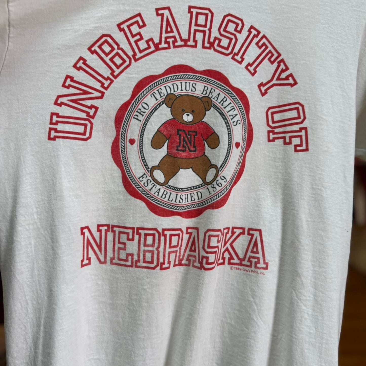Vintage 90s Nebraska Huskers Teddy Bear T-Shirt - Medium