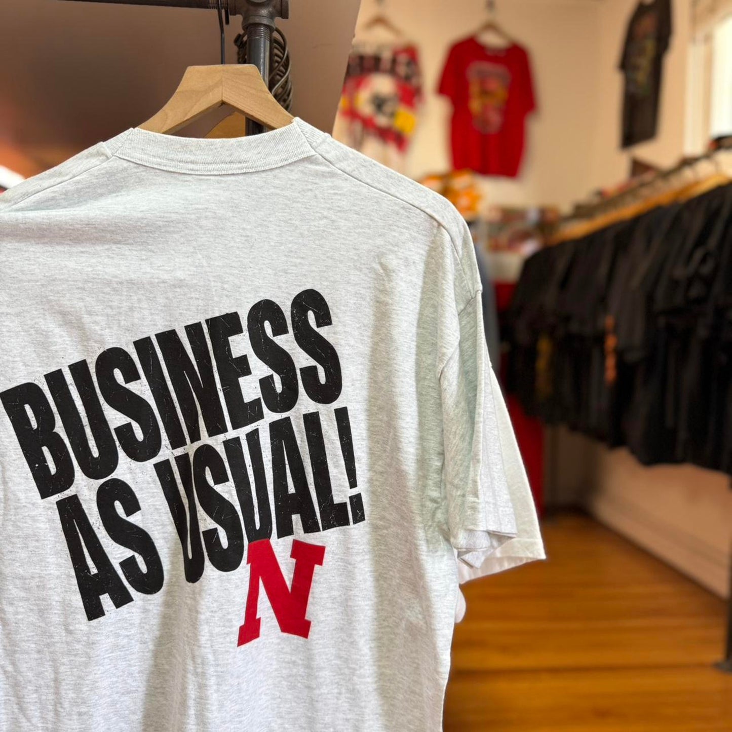 Vintage 90s Nebraska Huskers Business as Usual T-Shirt