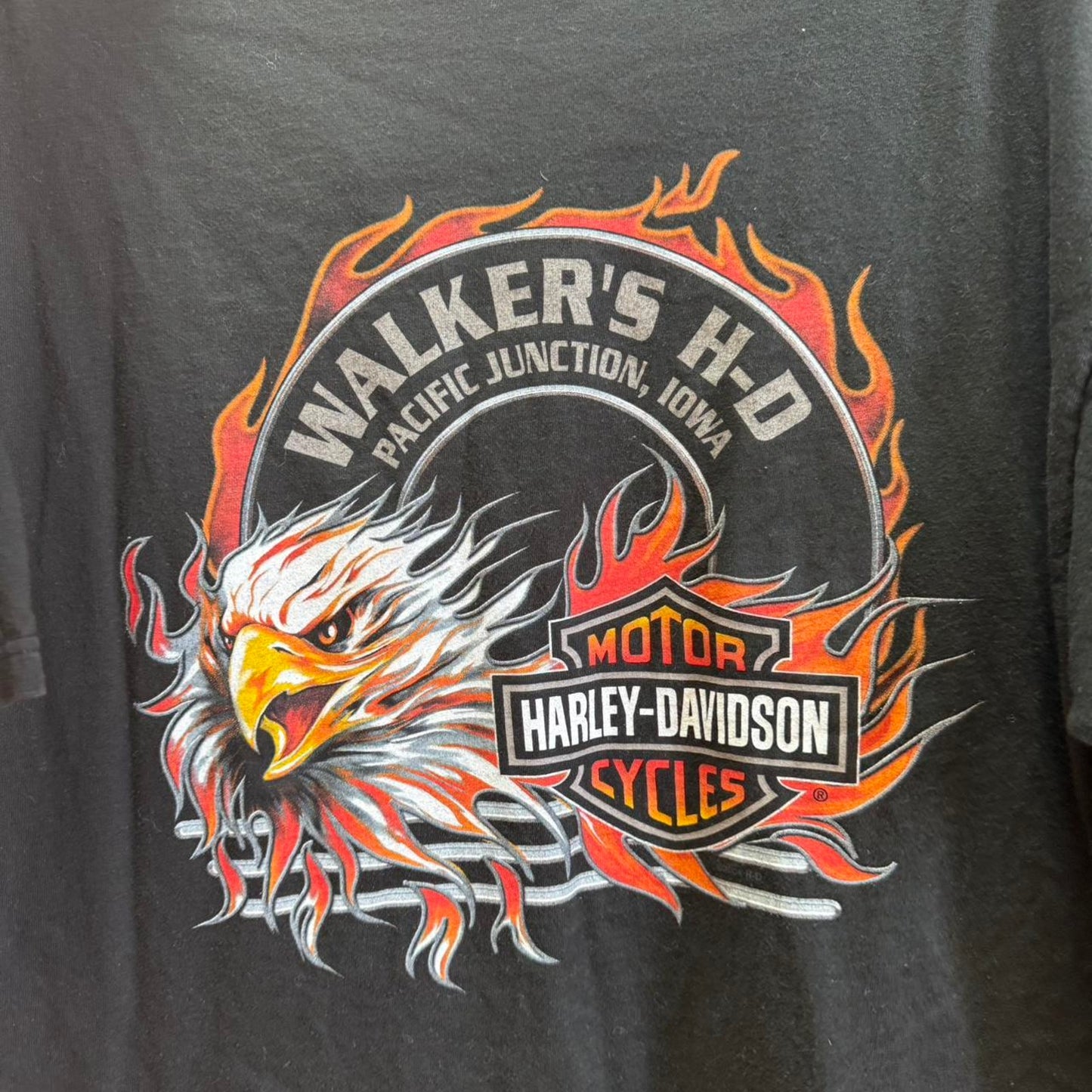 Vintage Y2K Harley Davidson Flame Eagle T-Shirt