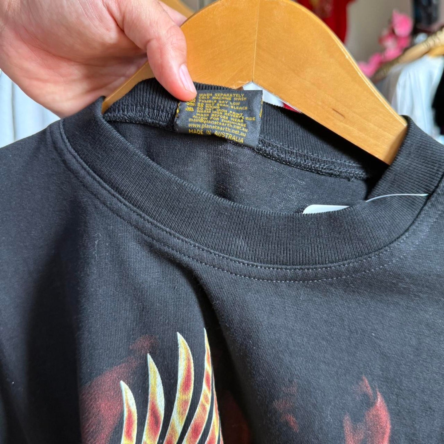 Vintage 90s Fire Sleeve Flame Eagle Biker Motorcycle T-Shirt