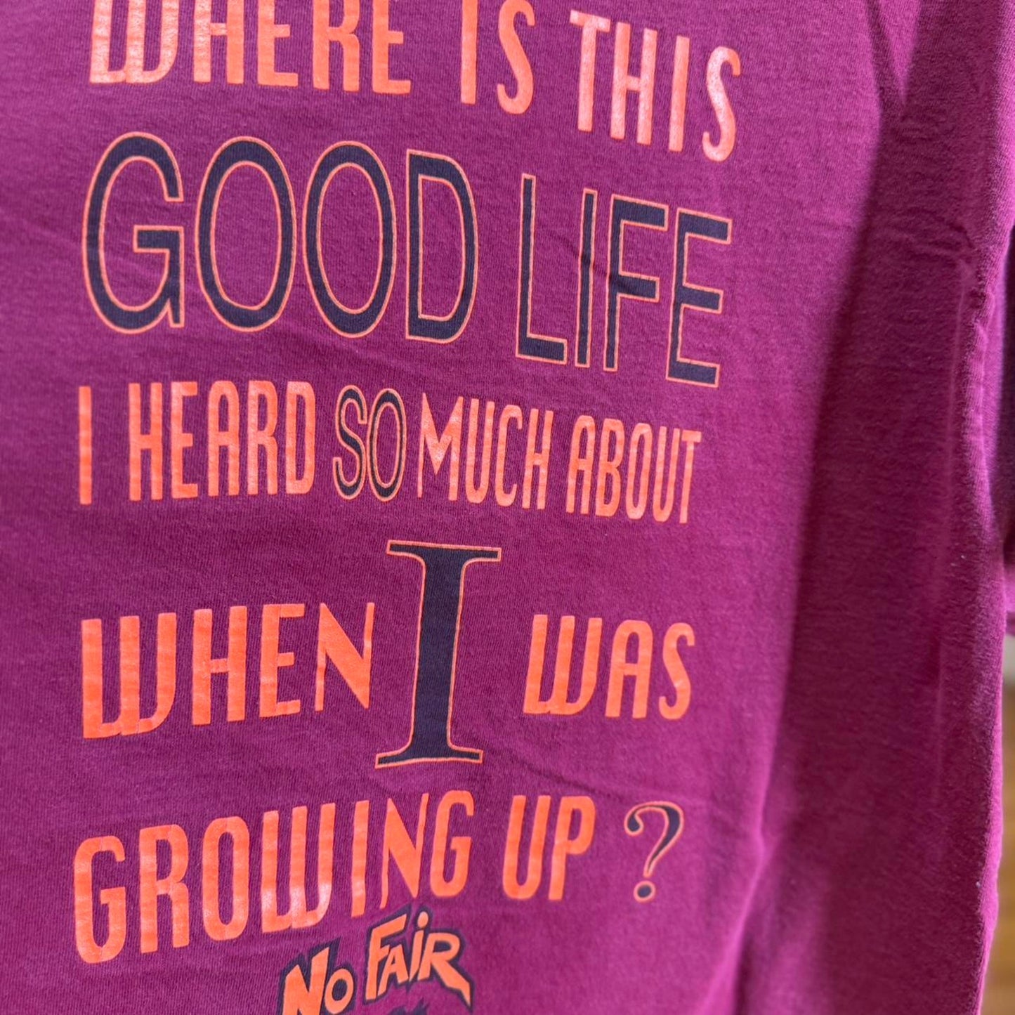Vintage 90s No Fear Growing Up Humor Text T-Shirt