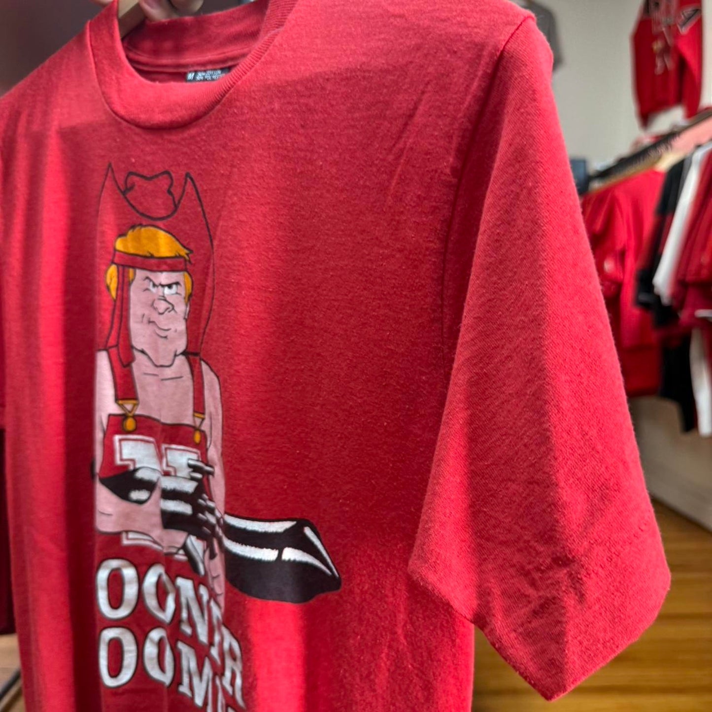 Vintage 90s Nebraska Huskers Sooner Boomer Rambo Football T-Shirt - Medium