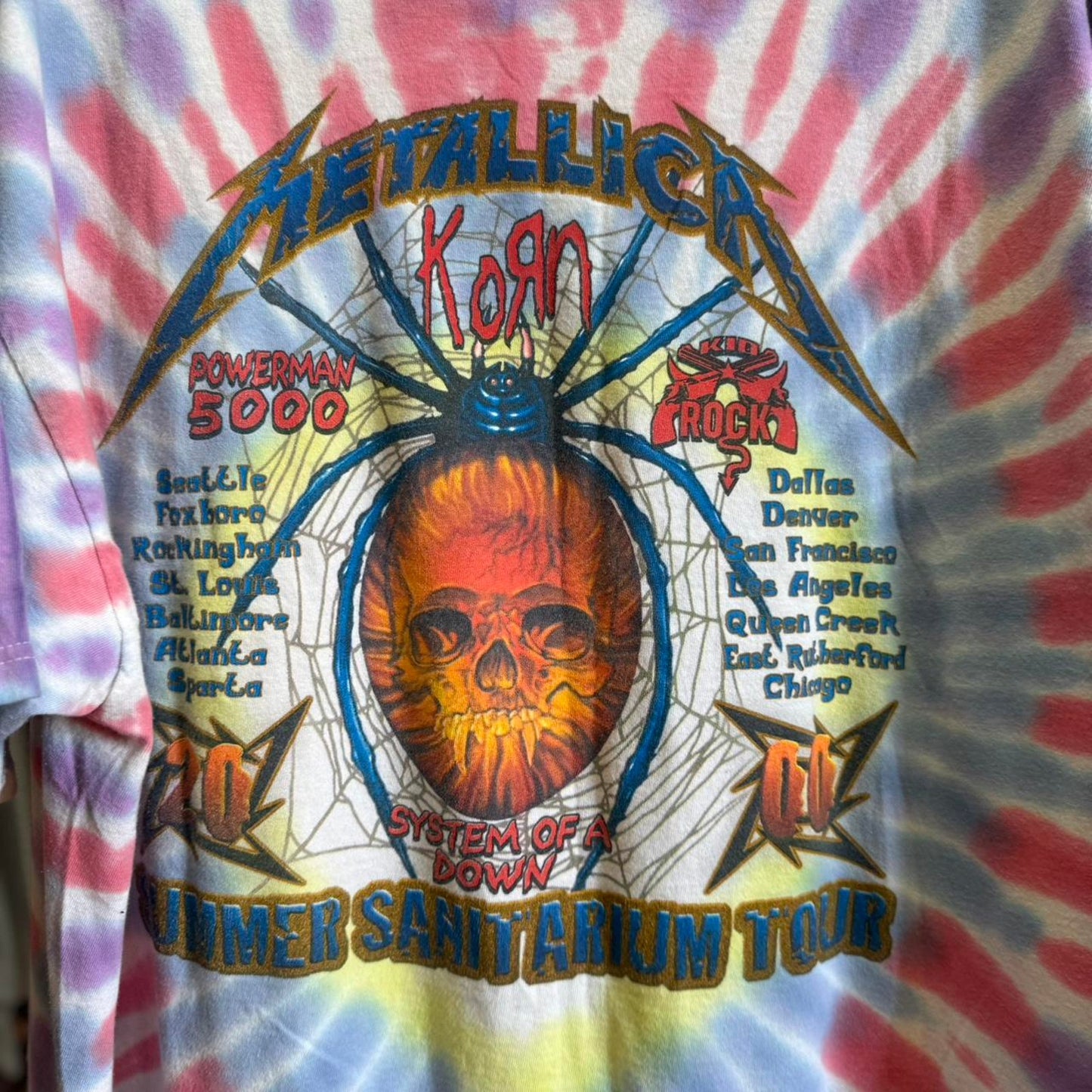 Vintage 2000 Metallica Summer Sanitarium Tie Dye Koran Band T-Shirt