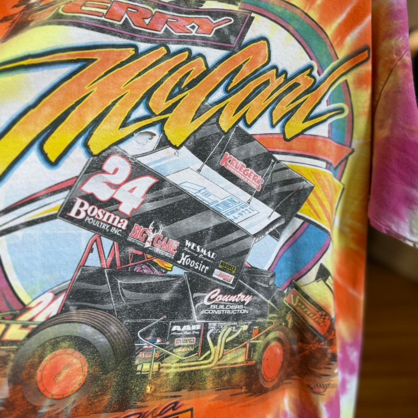 Vintage 90s NASCAR Racing Race Car Looney Tunes Tie Dye T-Shirt