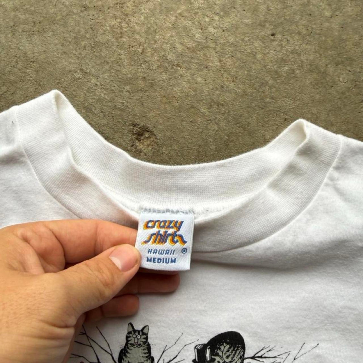 Vintage 90s B Kliban Happy New Year Crazy Shirts Cat T-Shirt - Medium