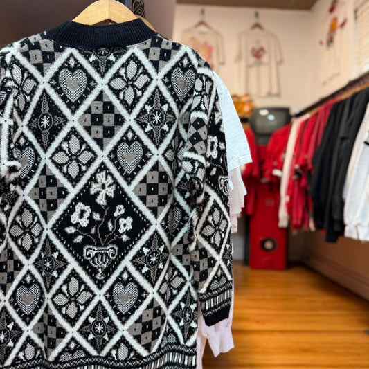 Vintage 90s Floral Flower Patterned Sweater - Medium