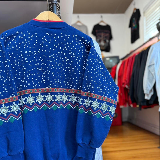Vintage 90s Cardinal Snow Winter All Over Print Crewneck - Medium