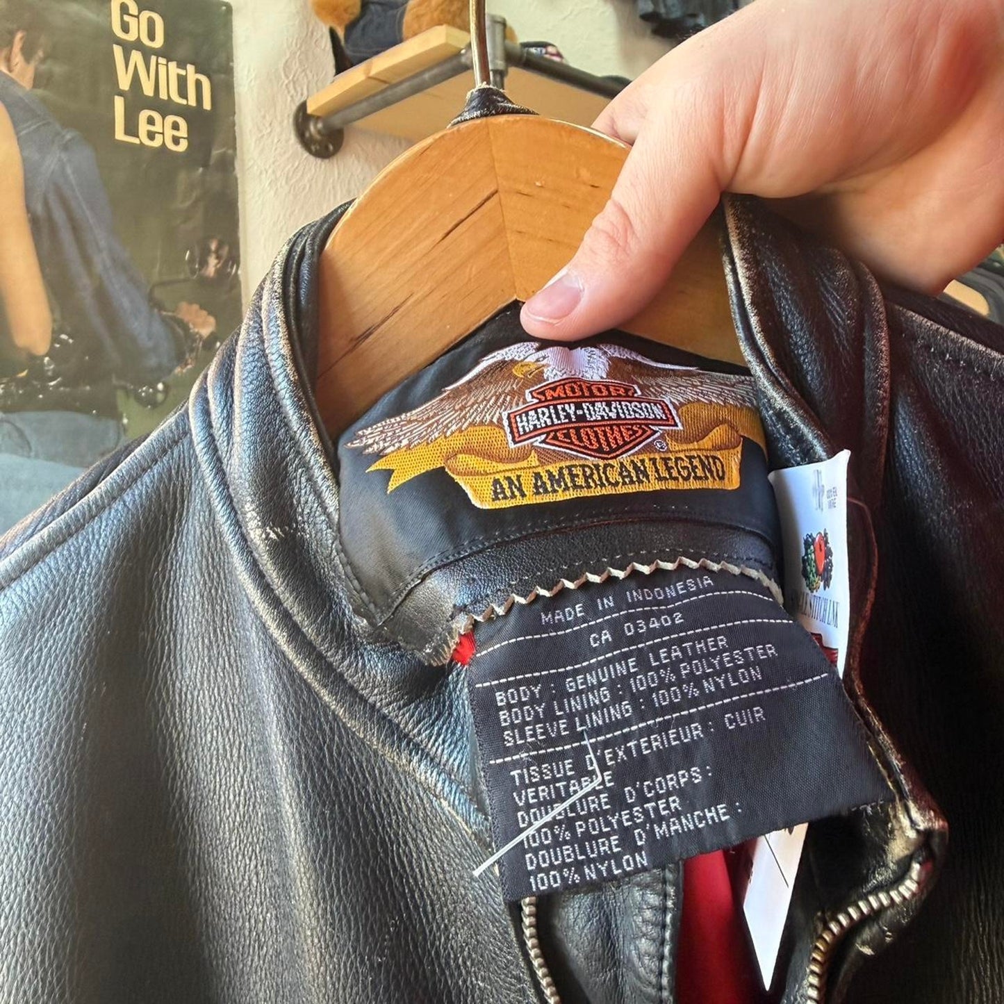 Vintage 90s Harley Davidson Biker Motorcycle Leather Jacket - Large