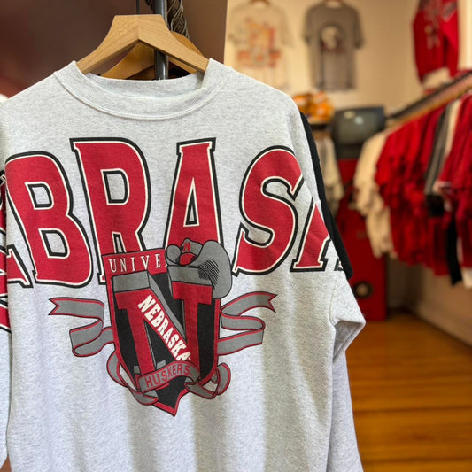 Vintage 90s Nebraska Huskers Cowboy Hat Spell Out Crewneck - X-Large