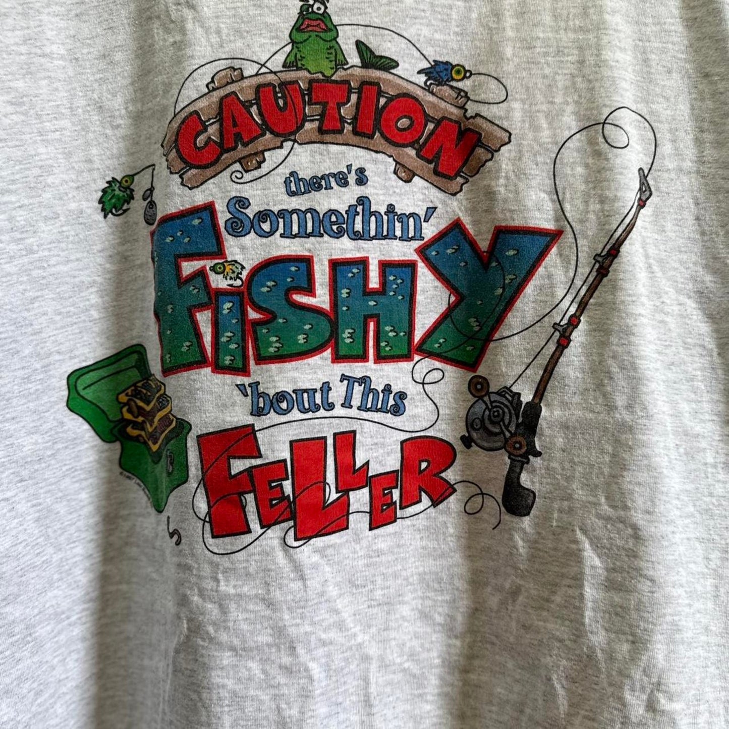 Vintage 90s Fishy About this Feller Fish Cartoon T-Shirt